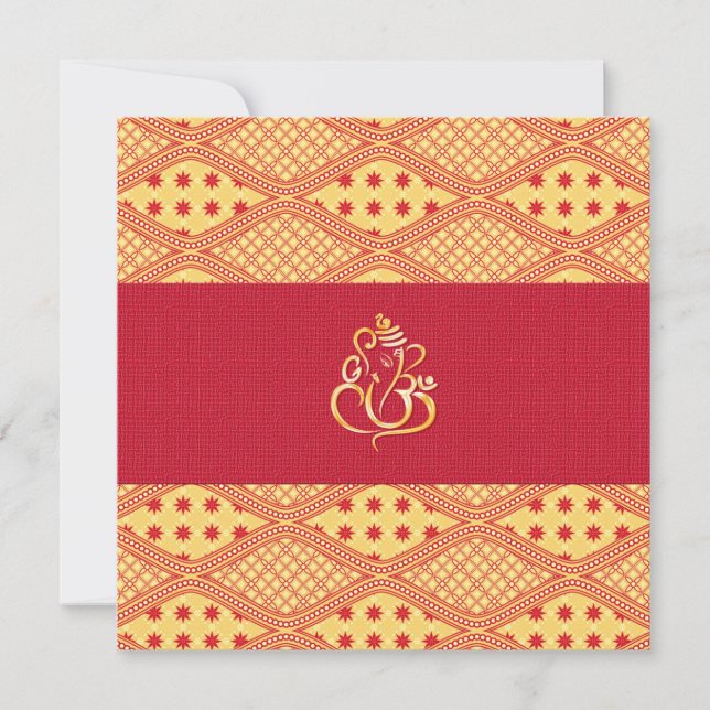 Invitación Recepción De Color Rojo Y Amarillo Boda Indio (Anverso)