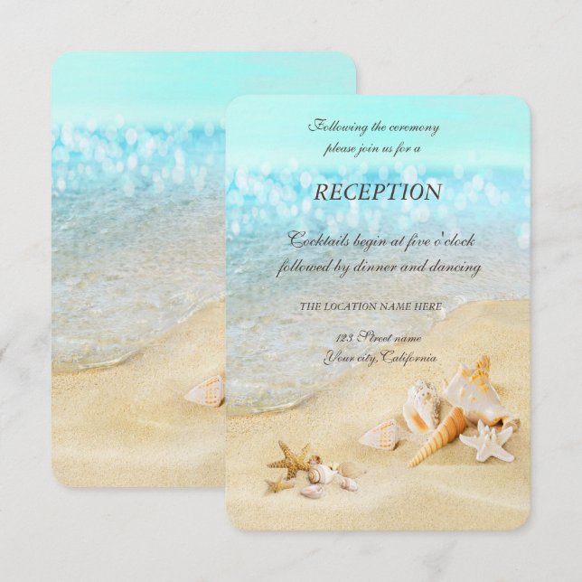 Invitación Recepción de conchas de playa de arena (Anverso / Reverso)