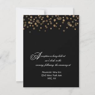 Invitación Recepción de Confeti Brillante Dorado y Negro