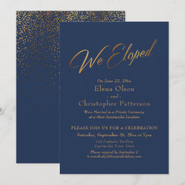 Invitación Recepción de Confeti con Letrero de "Navy & Gold N