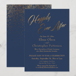 Invitación Recepción de confeti dorado de la Marina Felices p