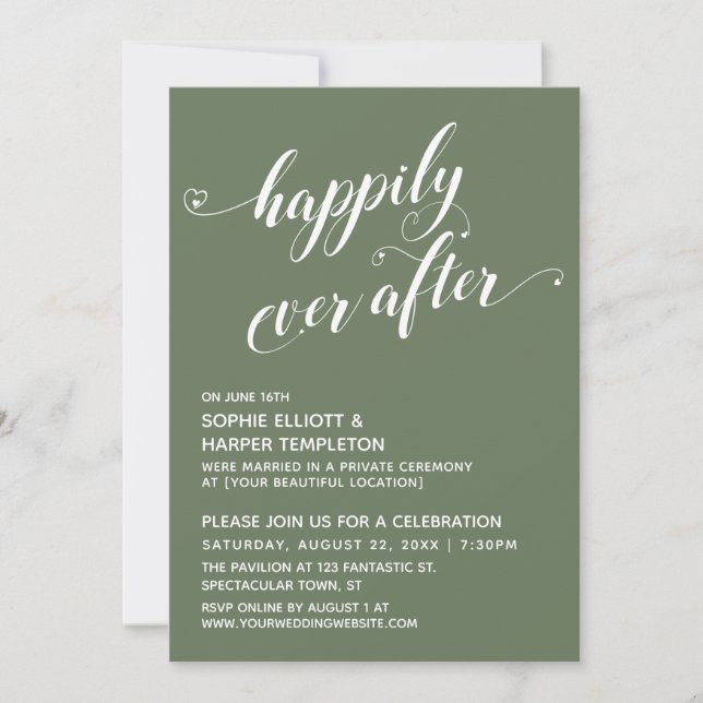 Invitación Recepción de corazones felices para siempre de Oli (Anverso)