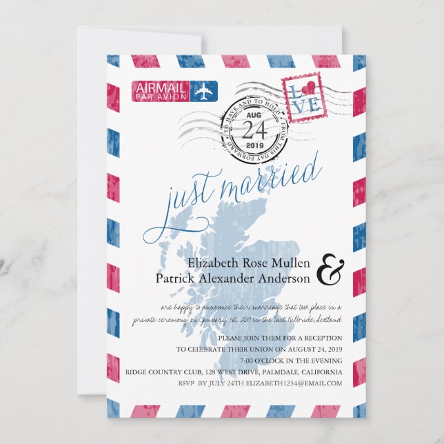Invitación Recepción de correo aéreo antiguo de Escocia (Anverso)