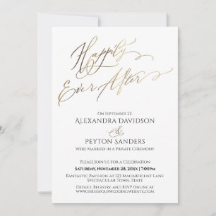 Invitación Recepción de Cuento de Hadas con Letra Dorada Eleg