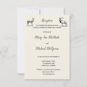 Invitación Recepción de diseño rústico de ciervos de Woodland