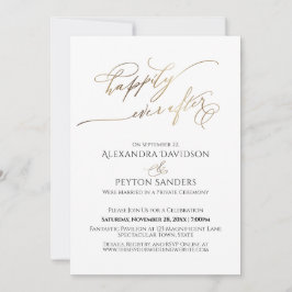Invitación Recepción de Elegante Guión Dorado Feliz para Siem