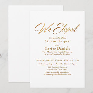 Invitación Recepción de Elopamiento con Caligrafía Dorada Ele