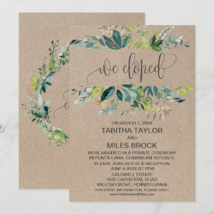 Invitación Recepción de Elopamiento con Follaje Kraft