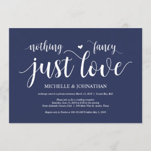 Invitación Recepción de Elopamiento de Boda Rústica Azul Mari