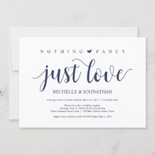 Invitación Recepción de Elopamiento de Boda Rústica Azul Mari