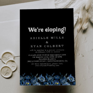 Invitación Recepción de Elopamiento Floral Azul de la Marina 