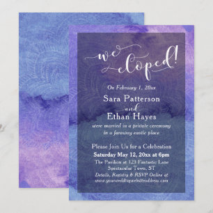 Invitación Recepción de Elopement con Acuarela Morada y Manda