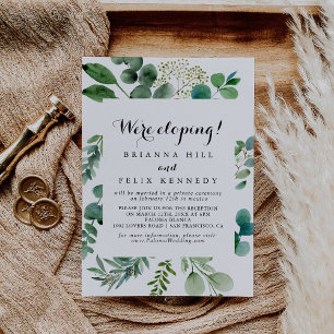 Invitación Recepción de Elopement de Eucalipto Verde