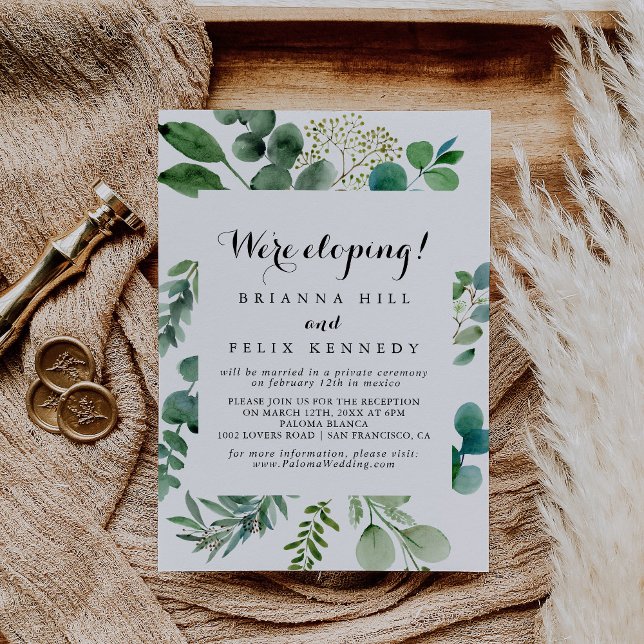 Invitación Recepción de Elopement de Eucalipto Verde (Subido por el creador)