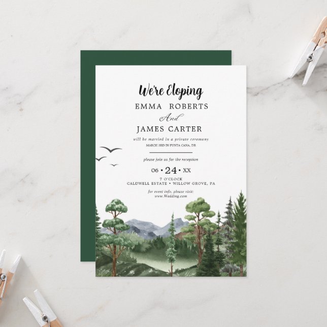 Invitación Recepción de Elopement en Kraft Rocky Mountain (Anverso/Reverso In Situ)