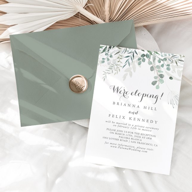 Invitación Recepción de Elopement Eucalyptus minimalista (Subido por el creador)