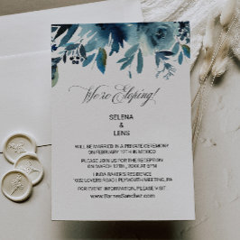 Invitación Recepción de Elopement Floral Azul de la Marina Ce