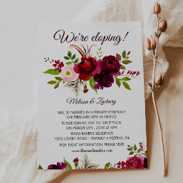 Invitación Recepción de Elopement Floral de Borgoña Simple