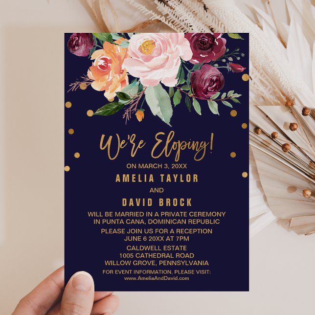 Invitación Recepción de Elopement Floral de Otoño (Subido por el creador)