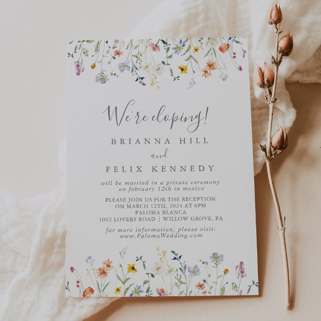 Invitación Recepción de Elopement Floral Multicolor (Subido por el creador)