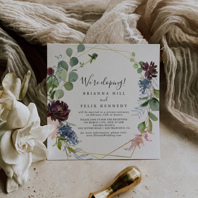 Invitación Recepción de Elopement Geométrico Burgundy Gold (Subido por el creador)