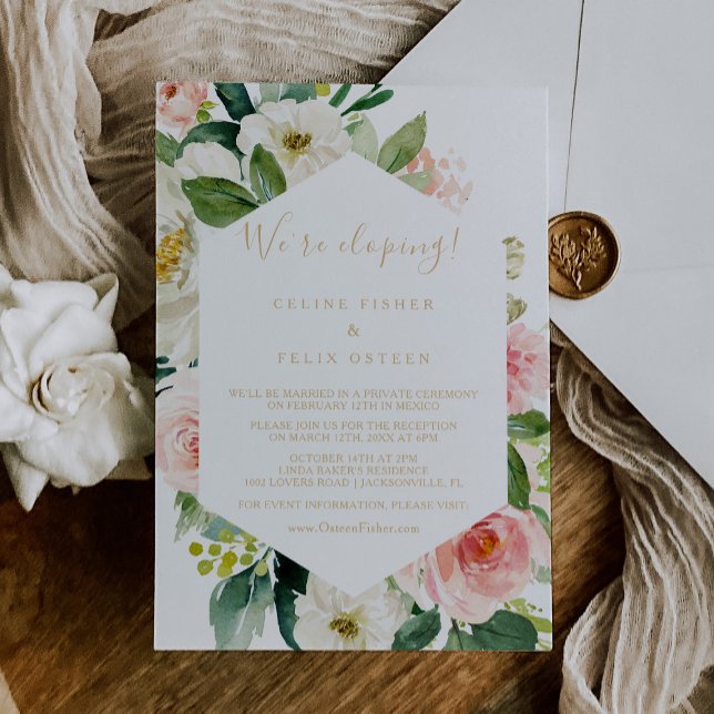 Invitación Recepción de Elopement Geométrico Elegante y Verde (Subido por el creador)