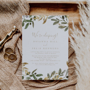 Invitación Recepción de Elopement Gold Greenery Fall