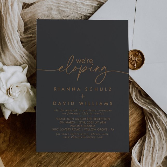 Invitación Recepción de Elopement Gray Gold Classic (Subido por el creador)