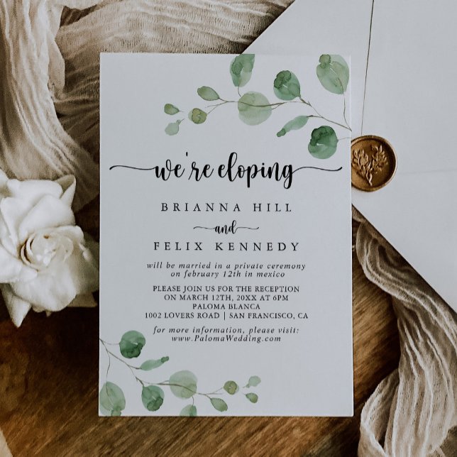Invitación Recepción de Elopement Green Delight Eucalyptus (Subido por el creador)