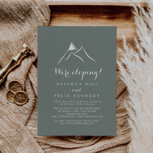 Invitación Recepción de Elopement Green Silhouette Mountain