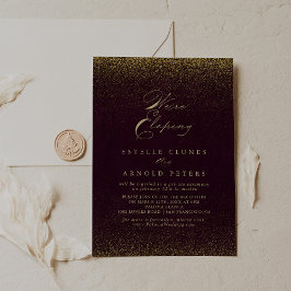 Invitación Recepción de Elopement Purpurina Burgundy Gold