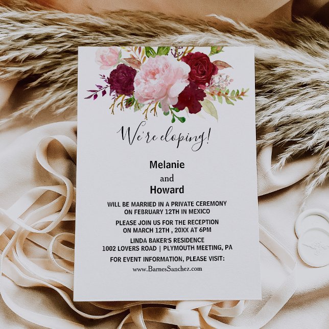 Invitación Recepción de Elopement Rojo Tropical y Romántico (Subido por el creador)