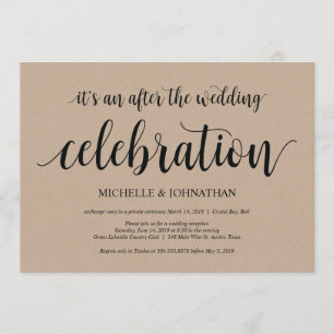 Invitación Recepción de Elopement Rustic Kraft Boda invita