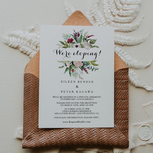 Invitación Recepción de Elopement Tropical Floral and Greener (Subido por el creador)