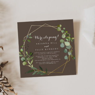 Invitación Recepción de Elopement Verde Geométrico Gold Brown
