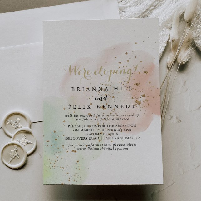 Invitación Recepción de Elopement Watercolor Gold Confetti (Subido por el creador)