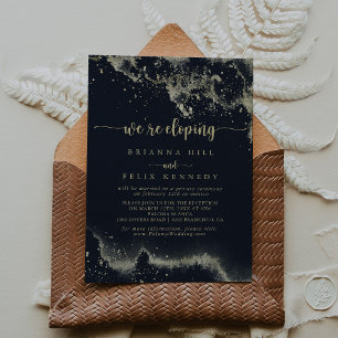 Invitación Recepción de Elopement Watercolor Gold Splash