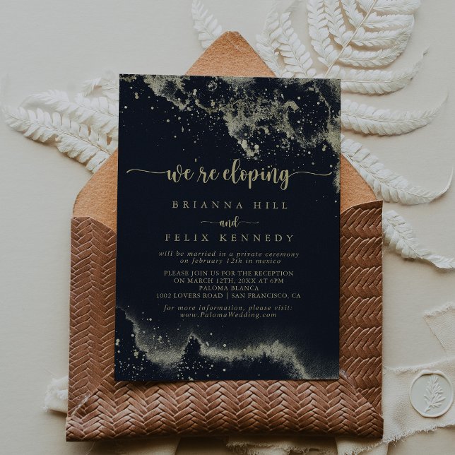 Invitación Recepción de Elopement Watercolor Gold Splash (Subido por el creador)