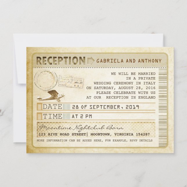 Invitación recepción de entrada vintage (Anverso)