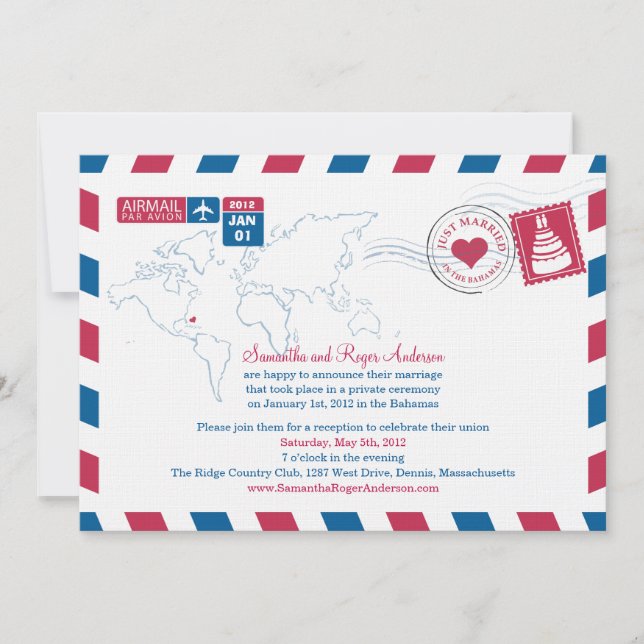 Invitación Recepción de envío de correo aéreo bahama (Anverso)
