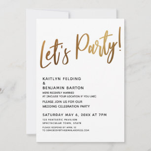 Invitación Recepción de escritura a mano de oro de celebració
