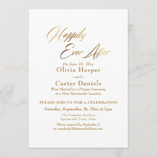 Invitación Recepción de Escritura en Oro Elegante Felices par