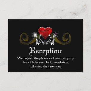 Invitación Recepción de esqueletos de Halloween en blanco neg
