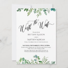 Invitación Recepción de eucalipto verde digna de la espera