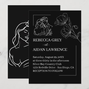 Invitación Recepción de Foto con Superposición en Blanco y Ne