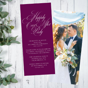 Invitación Recepción de fotos Deep Plum Felices para Siempre