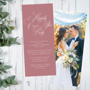 Invitación Recepción de Fotos Dusty Rose para una Feliz Vida