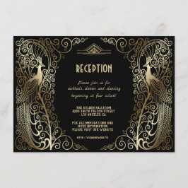 Invitación Recepción de Gala de Pavos Reales Art Déco Glam Go