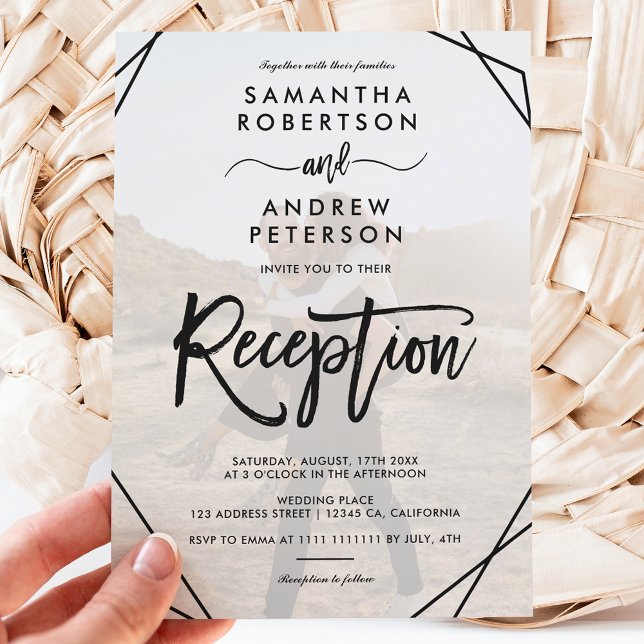 Invitación recepción de guión de foto simple con marco negro  (Subido por el creador)