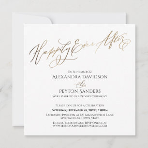 Invitación Recepción de Guión de Oro Elegante Feliz Para Siem